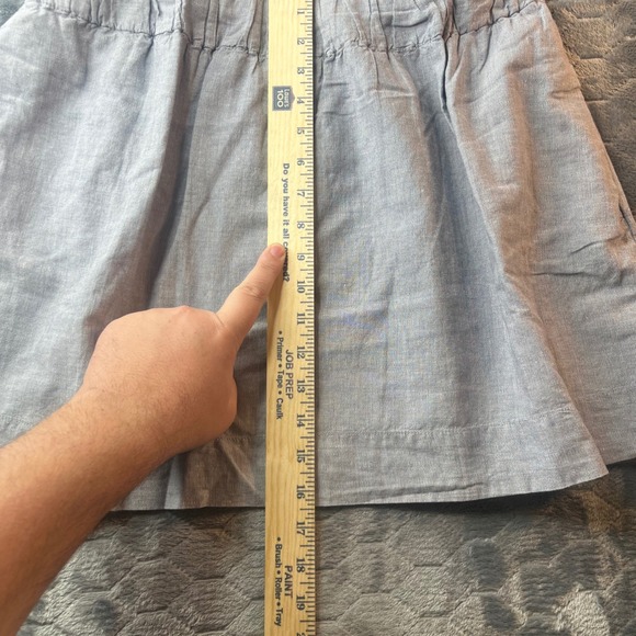 J.Crew Blue Linen Cotton Blend Chambray Elastic Waist Mini Skirt Size 6 Pocket - Picture 4 of 4